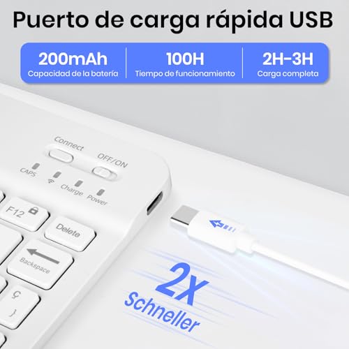 Funda Teclado para iPad 11.ª Gen (A16) / 10.ª Generación (11/10.9 Pulgadas) 2025/2022, Soporte para Lápiz y Teclado Recargable, [Español] Magnético Desmontable Bluetooth Teclado (Gris) - imagen 5