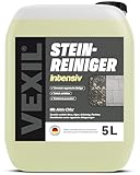 VEXIL Steinreiniger INTENSIV – 5L – mit AKTIV-CHLOR für SCHNELLE ERGEBNISSE – vernichtet Moos, Algen, Flechten, Pilzbefall, Grünbelag & Grauschleier – für Terrasse, Pflaster, Beton & Naturstein