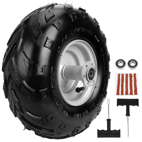Image of 145 /70-6 Tires, Mini Bike Wheels Rims and Tires Assembly Kit Compatible with Coleman CT100U CC100X Baja DB30 Motovox MBX10 MBX11 Monster Moto 80cc 105cc Minibike Go Kart Parts Rear V-Tread Tire