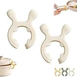 Multifunction Silicone Pot Handle Spatula Rack, Silicone Non-Slip Spoon Holder Stove Organizer, Steam Releaser, Deer Ears Spoon Holder, Easy to Clean, for Pot Pans (White,2)