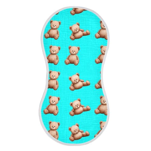 Cartoon Teddy Bear Baby Burp Cloths Cotton Washcloths Absorbent Soft Burping Rags for Baby Girl Boy Muslin Burp Cloths 2 Pack