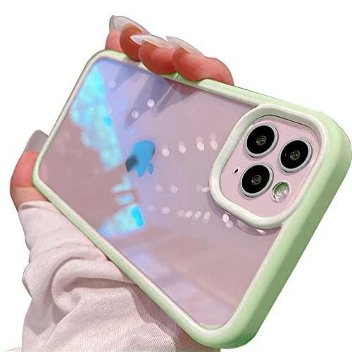 Image of mobistyle Designed for iPhone 13 pro Cover, Camera Protection Polycarbonate Transparent Back with TPU Edges Back Cover Case (Green)