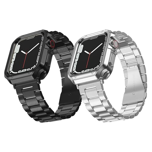 Bracelet Apple Watch acier anti rayure avec coque de protection TPU intégrée