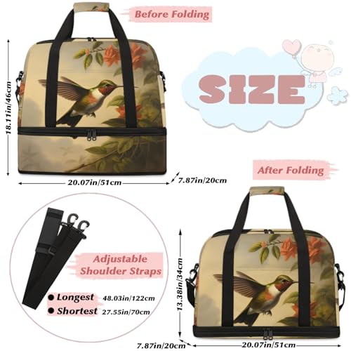 Large Weekender Overnight Bags Japanese Animal Bird Travel Duffel Bag for Women Men Gym Bag With Shoe Compartment Foldie Travel Tote Bag Carry On Personal Item Bag for Travel Gym Sports2