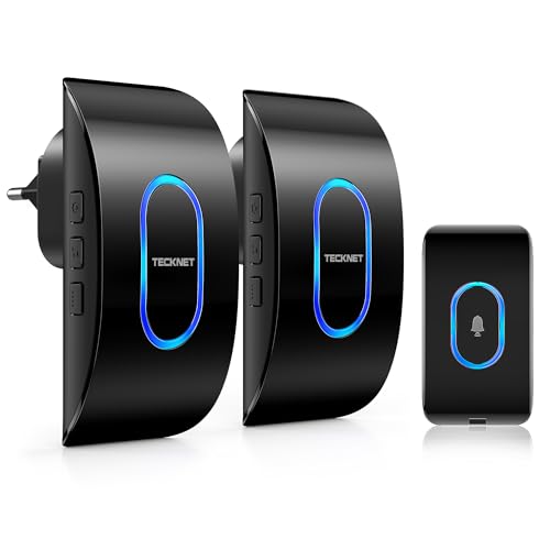 TECKNET Sonnette sans Fil Exterieur Etanche avec 2 Récepteurs, Portée de 400M, IP65 Etanche...
