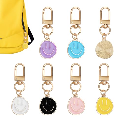 TMZELOA Lot de 24 porte-clés visage souriant en émail - Porte-clés en alliage doré avec pendentifs souriants - Porte-clés mignon pour sac à main - Grand...