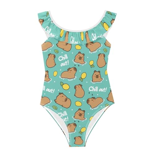 Traje de baño de capibara cómodo de una pieza para niñas de 3 a 6 años