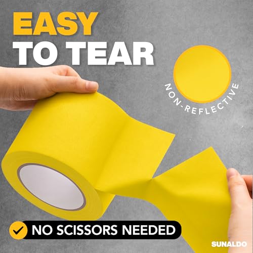 Image of Gaffers Tape Heavy Duty, Easy to Rip, Residue-Free Professional Grade Floor Tape for Electrical Cords, Matte Finish Non Reflective, Weather Resistant (1, Yellow, 4 inch x 30 Yards)
