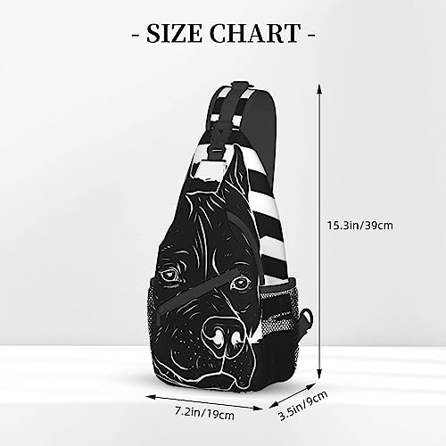 Sling Bag pitbull black and white american flag Crossbody Personal Pocket Bag Lightweight Chest Shoulder Backpack for Travel Hiking3