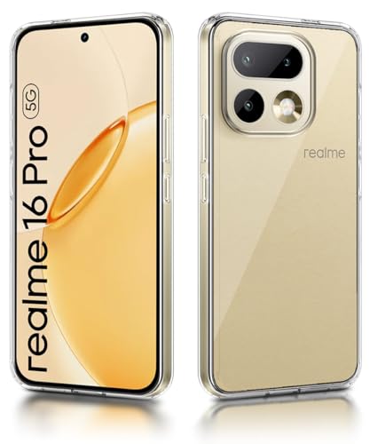 Image of WOW IMAGINE Transparent Back Cover Case for Realme 16 Pro 5G | Raised Bumps for Full Device & Camera Protection Shockproof TPU Silicone Back Case Mobile Cover - Transparent