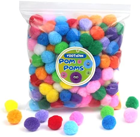 YooThink Pompoms for Crafts,200Pcs 1inch pom poms for Crafts,Pompoms for DIY Creative Crafts Decorations