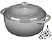 Enameled Cast Iron Dutch Oven - Umite Chef 6QT Pot with Lid & Cotton Potholders - Dual Handles -Versatile Heavy Duty Cookware for Bread Baking，Braising, Stews, Roasting（Grey）