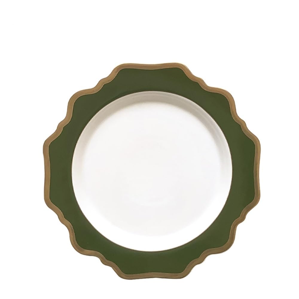 Talerze do makaronu, ceramiczne talerze deserowe, zastawa stołowa, ceramiczna zastawa stołowa, zielone złoto, oprawki, słonecznik, talerze obiadowe, kreatywne domowe talerze dekoracyjne,