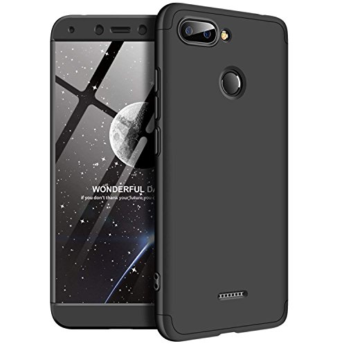 MYLB Xiaomi Redmi 6 Case,360 Degree Full Body Coverage Protection [3 in 1] Anti-Scratch Detachable PC Hard Cover Protective Case for Xiaomi Redmi 6 (Black)