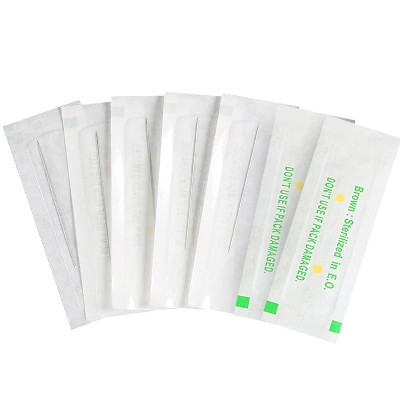 500Pcs/Set 1R Single Round Needles for Eyebrow/Eyeliner/Lips Permanent Makeup Pen Microblading Needles 0.35 * 50mm Cosmetic Tattoo Needles