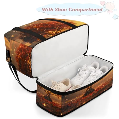 Large Weekender Overnight Bags Fall Leaves Butterfly Travel Duffel Bag for Women Men Gym Bag With Shoe Compartment Foldie Travel Tote Bag Carry On Personal Item Bag for Travel Gym Sports4