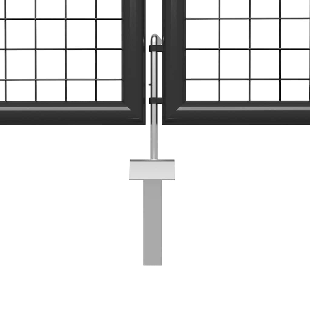 Brama ogrodowa ze stali, antracytowa, 350 x 150 cm, z zamkiem i uchwytem, wytrzymała brama ogrodzeniowa do ogrodu, bramy podwórza, furtki, bramy wjazdowej, metalowa brama skrzydłowa, bezpieczny dostęp