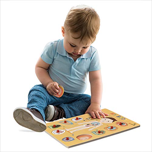 Wooden Peg Puzzle, My Body - Inside - Learning Educational Pegged Puzzle for Toddler & Kids (11 pcs) Gleeporte - Thumbnail 3