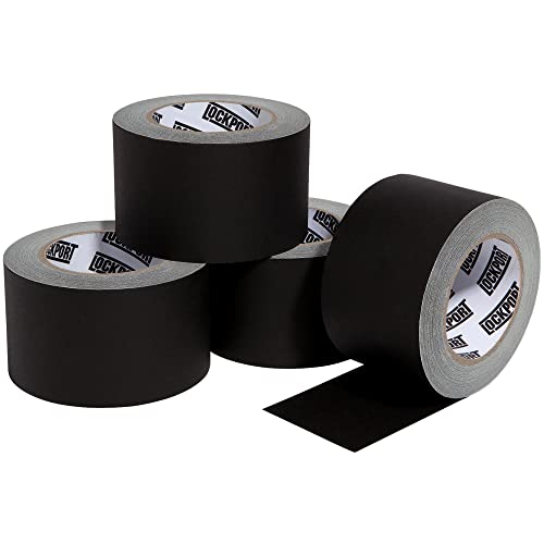Lockport Black Gaffers Tape 3 inch x 30 Yards - 4 Pack Pro Black Gaff Tape - No Residue, Water...