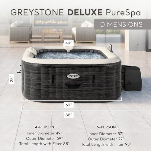 Image of INTEX PureSpa 4 Person Inflatable Hot Tub with Energy-Efficient Spa Cover