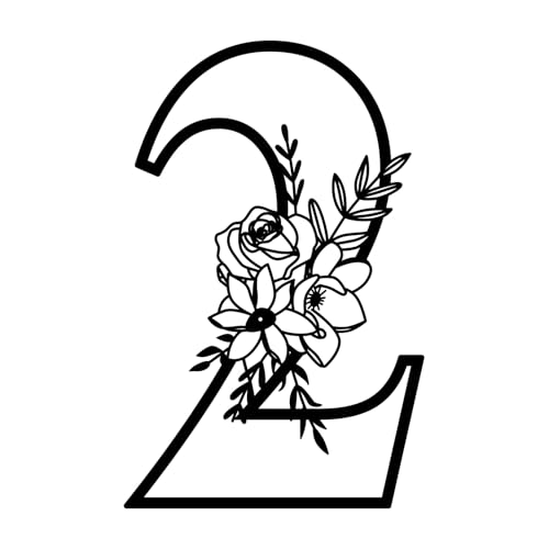 ESTART 12 Inch House Numbers Metal Wall Decor, Floating House Numbers, Rustic Flower House Address Number Metal Signs, Large Number Address Plaque Wall Hanging Decoration for Home Yard Garden Outdoor