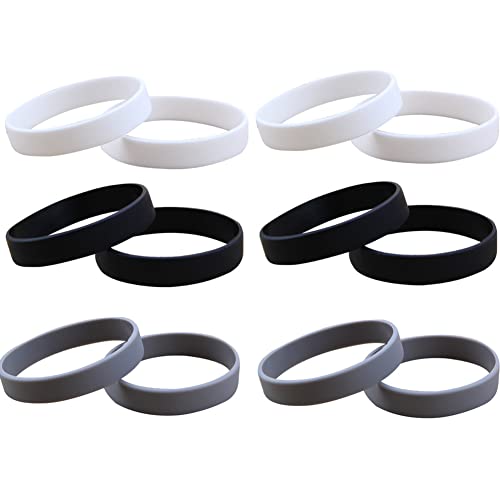 12 pulseiras de borracha para homens e mulheres, pulseiras elásticas de silicone em branco para even