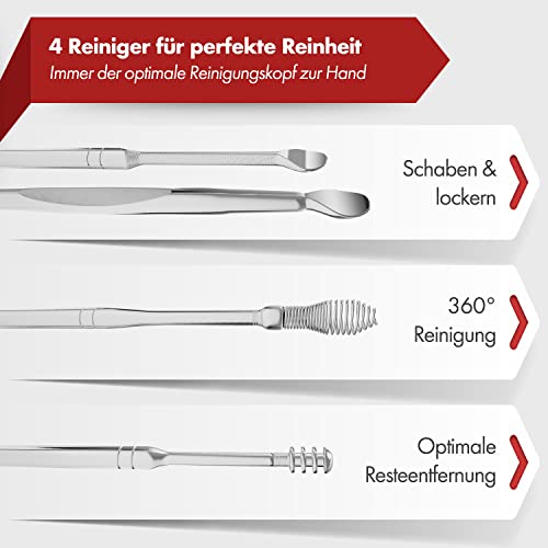 NEUMANN® Wiederverwendbares Ohrenreinigungs-Set - rostfreier Edelstahl - Handliche Aufbewahrungsbox (Schlinge, Spirale & Löffelform) Premium Ohrenschmalz-Entferner für Erwachsene [Silber Edelstahl]