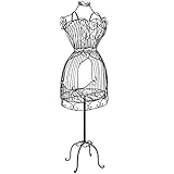 MyGift Vintage Designers Black Metal Adjustable Wire Frame Dress Form Display Stand/Freestanding Mannequin Garment Rack