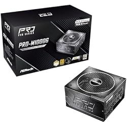 ASRock PRO-M1000G 1000W Full Modular Power Supply, 80 Plus Gold, Cybenetics Gold, ATX 3.1 & PCIe 5.1 Ready, Native 12V-2x6 Dual Color Connector, 135mm FDB Fan,