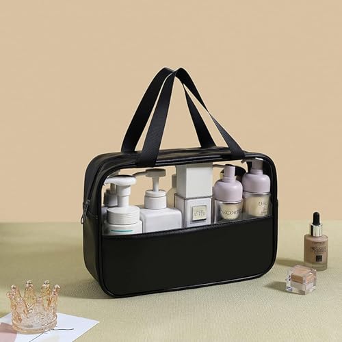 Image of Apophis Pvc Travel Makeup Pouch Set Toiletry Bag Cosmetic Organizer Bag for Women and Girls Toiletry Storage Kit Set of 3 (Black)