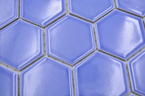 Mosaico de cerámica hexágono, color turquesa brillante, azulejos de mosaico para pared, cocina, baño, MOS11H-6501_f