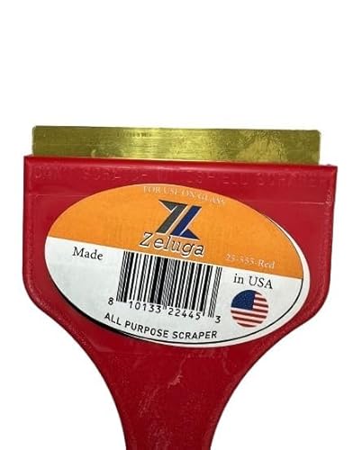 Zeluga 25-555-Red Brass Blade Ice Scraper – Scratch-Free, Rustproof, Heavy-Duty Ice Remover Tool, Red