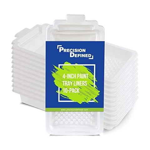 Precision Defined Paint Tray Liner Set 4-Inch, Supreme Paint Roller Trays with Deep Paint Pockets and Textured Ridge, Paint Pan Liners, Heavy Duty Plastic Disposable Paint Tray Liners (10-Pack) Cover