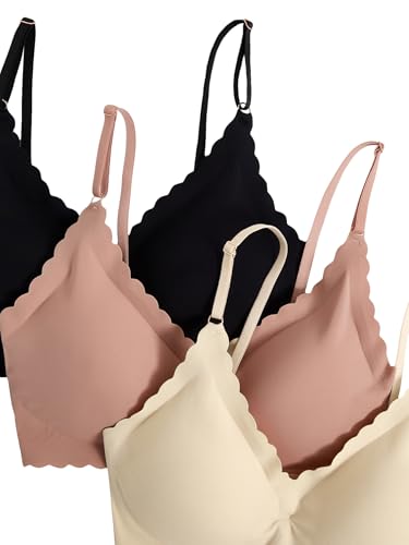 Image of Verdusa Women's 6 Piece Seamless No Show Everyday Bra and Panty Set Scalloped Lingerie Sets