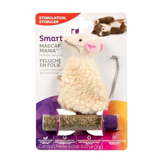 SmartyKat Madcap Mania Refillable Catnip Plush Cat Toy, Includes 2g Tube of Pure & Potent Catnip for Cats & Kittens