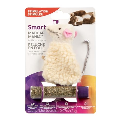 SmartyKat Madcap Mania Refillable Catnip Plush Cat Toy, Includes 2g Tube of Pure & Potent Catnip for Cats & Kittens