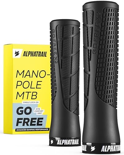 Alphatrail GoFree manopole MTB per bici & e-bike, grip trail con smorzamento, manopole bici lock-on 22,2 mm, 1 paio, 120 g, manopole per bici trail & tour