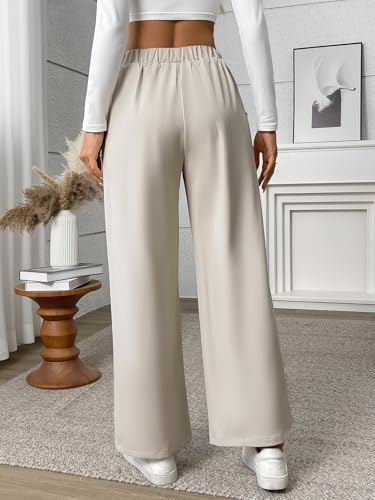 Women's Elastic High Waisted Wide Leg Waffle Casual Loose Pants with Pockets3