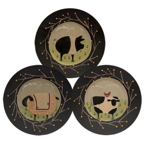 Farmyardfriendswoodenplatesetcountryprimitivepigcowsheep975inchforkitchenfarmhouseholidayhomedecor Urban Country Home Decor Farmyard friends wooden plate set country primitive pig cow sheep 975 inch for kitchen farmhouse holiday home decor urban country home decor