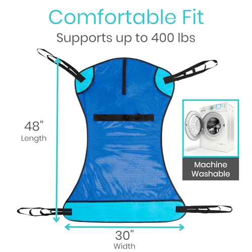 image for Vive Patient Lift Sling - Full Body Mesh Sling for Showering & Home Us