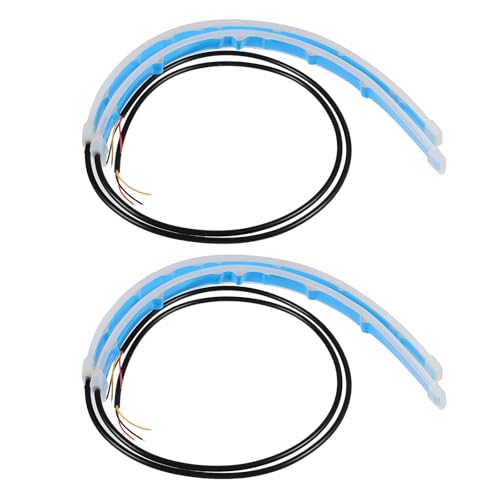 ANDRESLAD 2 Tiras LED Flexibles para Coche 12v, Luces de Circulación Diurna Impermeables, 30 Cm, Color Blanco y Amarillo para Faros Delanteros y Señales, Accesorio Automotor Todoterreno