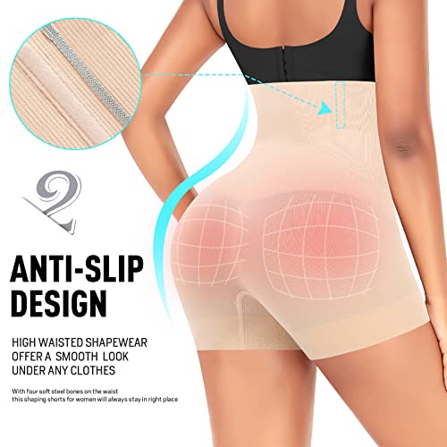 Image of Werena Seamless Shaping Boyshorts Panties for Women Slip Shorts Under Dress Shapewear Shorts