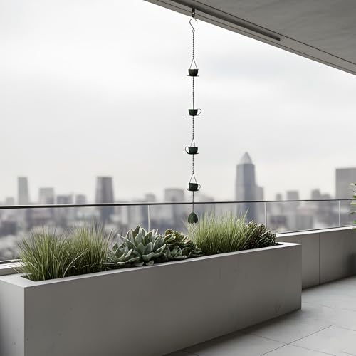 Cadena de lluvia de hierro Shuade decorativa para evacuar el agua exterior en el jardín 6