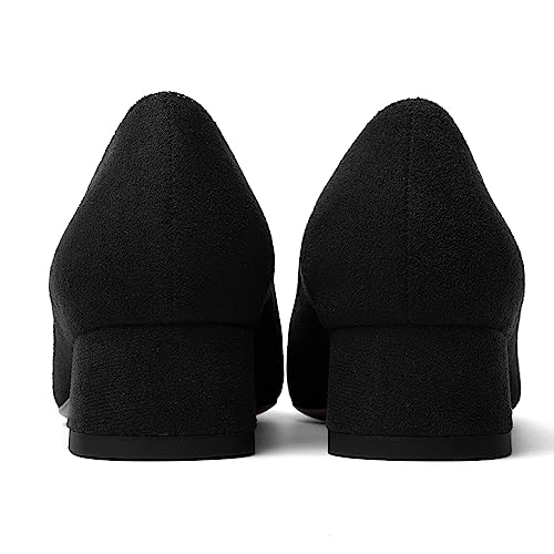 AMBELIGHT Womens Square Toe Casual Office Slip On Soild Block Low Heel Pumps Shoes 1.5 Inch4