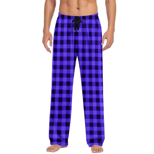 Cambkatl Men’s Plaid Pajama Pants, Elastic Waist Stretchy Straight Lounge Trousers Loose Pjs Bottoms Sleepwear with Pockets4