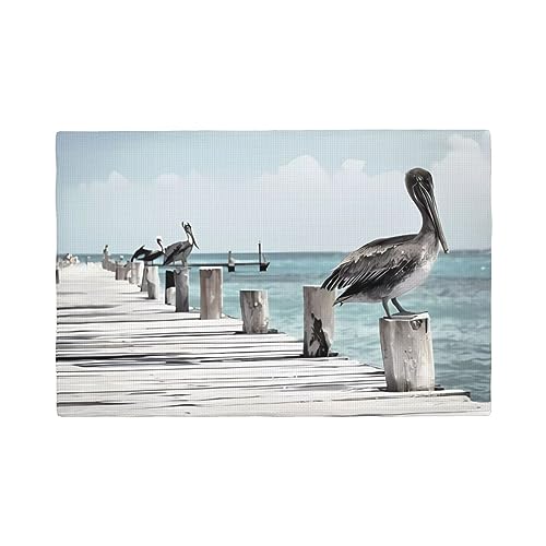 Set de table lavable Pelican on Wood Bridge résistant à la chaleur lin
