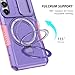 Yarxiawin Phone Case for Samsung S23 with Ring Stand Magnetic Black fits Wireless Charger, Camera Lens Protector Cover for Samsung Galaxy S23 Case Shockproof Anti-Slip (Purple)