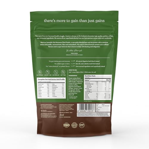 Image of Cosmix No Nonsense Plant Protein | Organic Pea & Rice Isolate | Vegan | 24g Protein /Serving | Easy To Digest | All Essential Amino Acids | No Preservatives| Coffee + Chocolate Chikmagalur Mocha - 500g