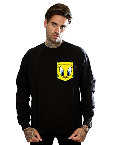 Looney Tunes Men's Pepe Le Pew Face Faux Pocket Sweatshirt XX-Large Black