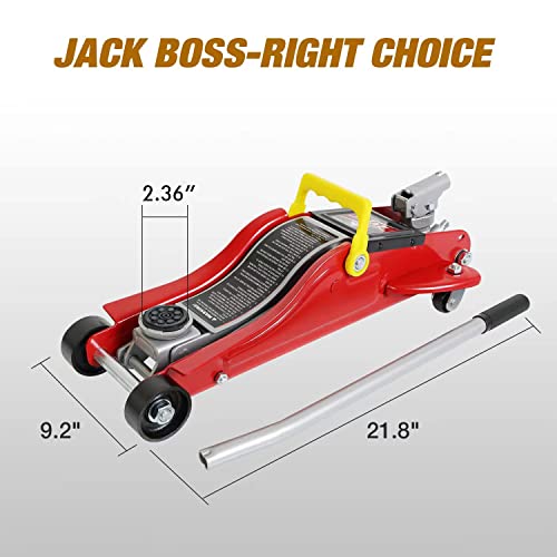 Jackboss Torin Hydraulic Low Profile Floor Jack 2.5 Ton (5,000 Lb) Capacity Trolley Jack With Quick Lift Pump And Portable Storage Case, Red, T825010 #TOP2